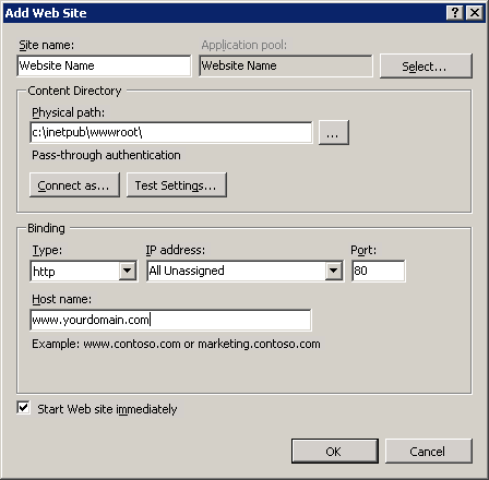 Configure your new website